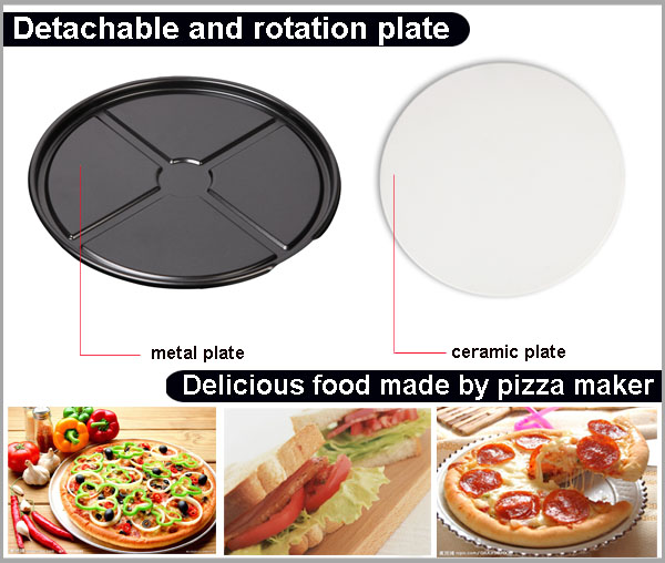 optional metal plate and ceramic plate for pizza maker