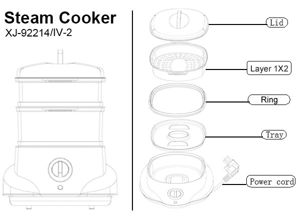 steam cooker XJ-92214/IV 2 layer