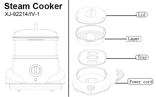 steam cooker XJ-92214/IV 1 layer